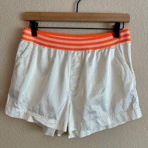 Free People Movement White Satin Sporty Boxer Style Shorts Women's Sz M Pockets